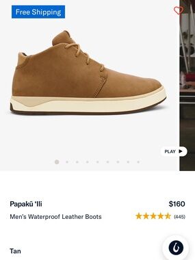 OluKai Papakū Boot in Tan with Cream Sole
